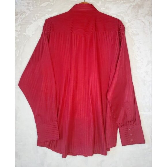 Wrangler Men's Pearl Snap Red On Red Stripe Western Shirt 2X Hollywood Cowboy - Picture 2 of 9